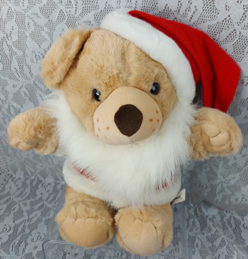 Chosun Teddy Bear Plush Christmas Santa Brown Tan 12" Stuffed 1987 Vintage 80s